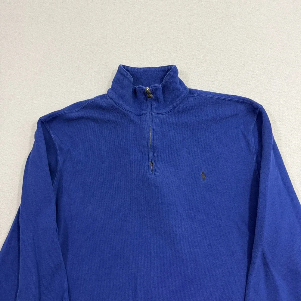 Vintage Polo Ralph Lauren Quarter Zip Mens Extra Large Blue Preppy 90s Pony Logo